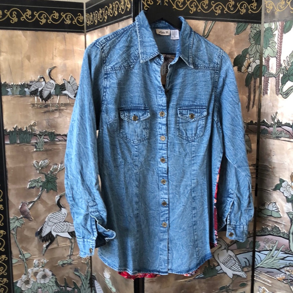 New.. Lola P light blue denim color long sleeves shirt